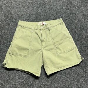 Levi’s Sage Green Fatigue Stretch Denim High waisted 6” inseam Shorts Indie Gorp